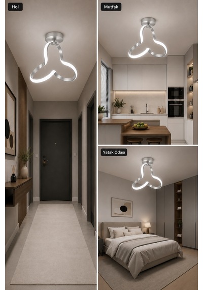 AvizeGO Cevina Led Plafonyer Avize Beyaz Işık Gri