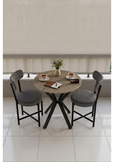 Mutfak Masası 70 Çap 2 Sandalyeli Traverten Görünümlü Balkon Bahçe Cafe Masa Seti Teddy Gri Mutfak Masası 70 Çap 2 Sandalyeli Traverten Görünümlü Balkon Bahçe Cafe Masa Seti Teddy Gri