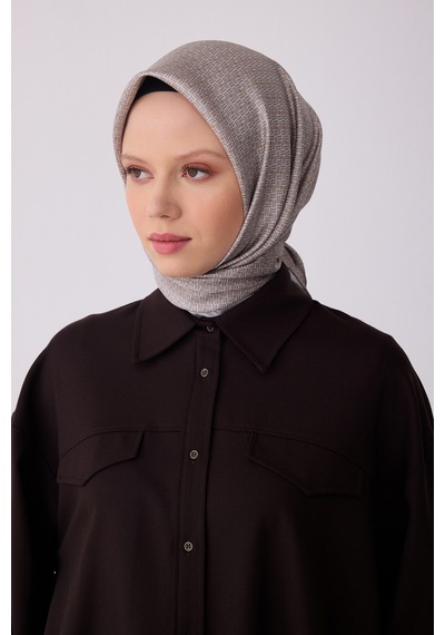 Belli Klasik Desen İpek Twill Eşarp - 2026 İlkbahar-yaz T 4317 Açık Vizon