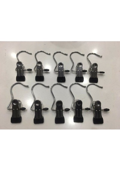 Mandallı Eşarp Askısı 10 Adet Metal Gri Diğer
