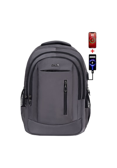 Dada Gri Okul Sırt Çanta 15,6 inç Büyük Boy Usb Type-c Su Geçirmez Oxford Kumaş Lise Üniversite