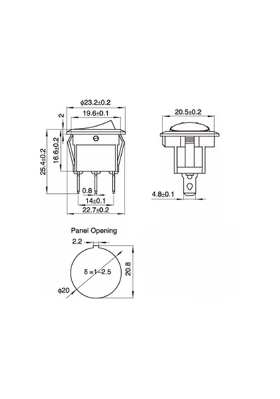 Ic-131-4 Yuvarlak Işıklı Anahtar On-Off 4 Bacaklı 50 Adet