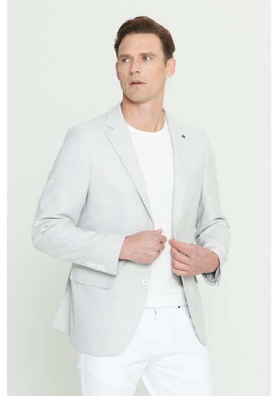 AC&Co / Altınyıldız Classics Erkek Açık Gri Slim Fit Dar Kesim Mono Yaka Armürlü Ceket AC&Co / Altınyıldız Classics Erkek Açık Gri Slim Fit Dar Kesim Mono Yaka Armürlü Ceket