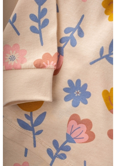 Cigit Desenli Pijama Takımı 2-8 Yaş Ekru Çiçek Desen