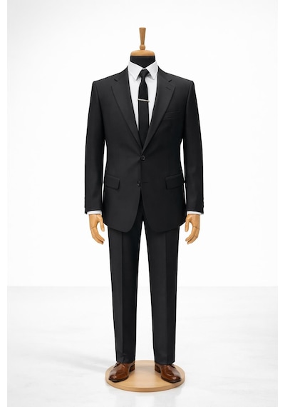 Erkek İtalyan Kesim Regular Fit Takım Elbise - 7488 Siyah