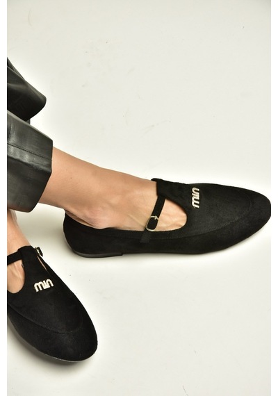 Fox Shoes Z820770502 Siyah Süet T-bantlı Mary Jane Babet