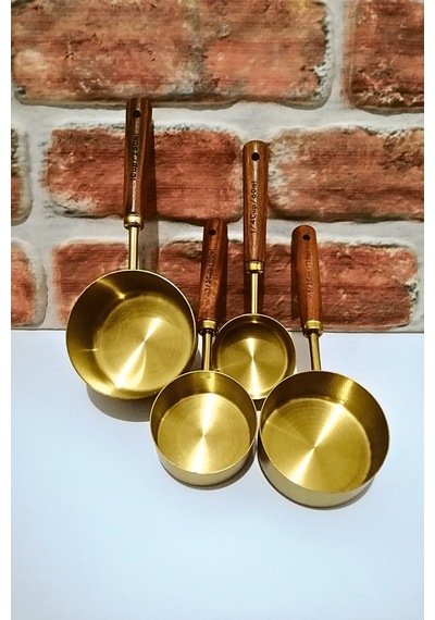 Paslanmaz Çelik 4 Lü Büyük Boy Ölçü Kaşığı-katı Sıvı Ölçü Kaşığı-gold Altın