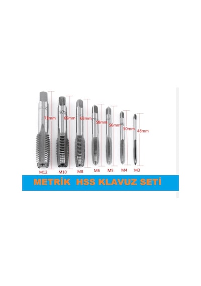Klavuz Seti M3-m4-m5-m6-m8-m10-m12 Metrik Diş Açma Klavuzları