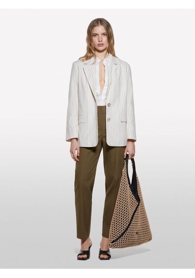 Sisley Keten Karışımlı Düğmeli Cepli Blazer Ceket Kadın Siyah Ceket - 325p25ıclw030 Beyaz Mix Sisley Keten Karışımlı Düğmeli Cepli Blazer Ceket Kadın Siyah Ceket - 325p25ıclw030 Beyaz Mix