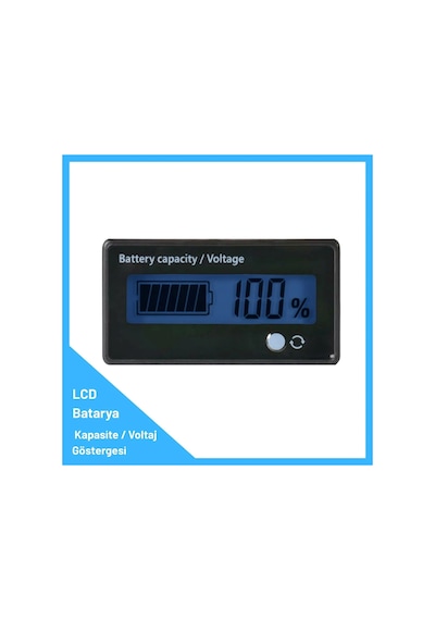 Lcd Batarya Kapasite / Voltaj Göstergesi 12-84v Lion / Lifepo4 / Akü İçin Mavi Led - Tek Renk