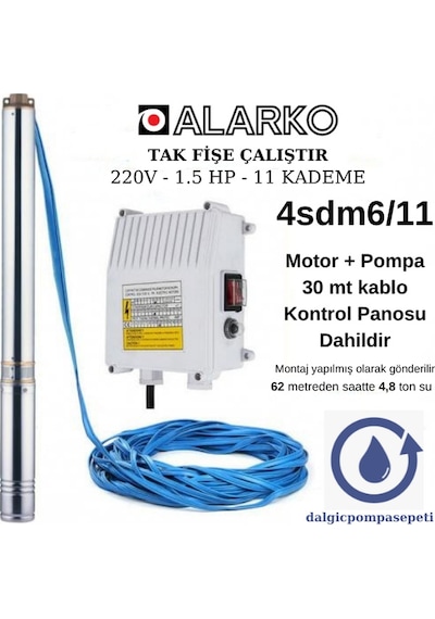 Alarko 4Sdm6 11 Dalgıç Pompa Set Halinde - 30 Mt Kablolu - Panolu