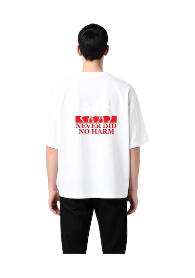 Paybuy İskeletten Mizah Yazısı Tasarım Baskılı Erkek Oversize Tişört Beyaz