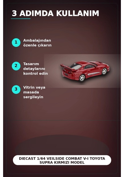 Diecast 1/64 Veilside Combat V-ı Toyota Supra Kırmızı Model Araba - Tekli Kutu Bx-313405