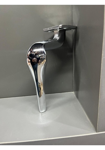 Kaşık Metal Ayak 20cm Krom Renk Kitaplık Koltuk Tv Ünite Dolap Komidin Modern Mobilya Ayağı Gümüş