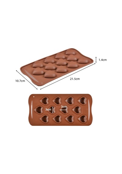 Silikon Çikolata Kalıbı 3d Şekilli Kalp Kahverengi