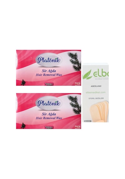 Platonik Pudralı Pembe Kalıp Sir Ağda 400 G x 2 + Spatula 100'lü