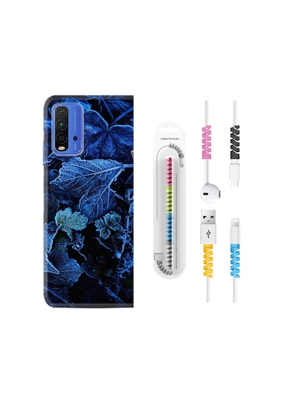 Xiaomi Redmi 9T Kılıf +Kablo Koruyucu Blue Foid 1628
