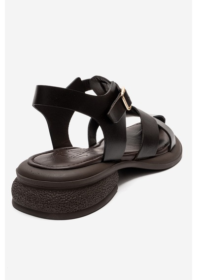 Luvishoes Guıdo Kahverengi Hakiki Deri Kadın Sandalet Kahverengi