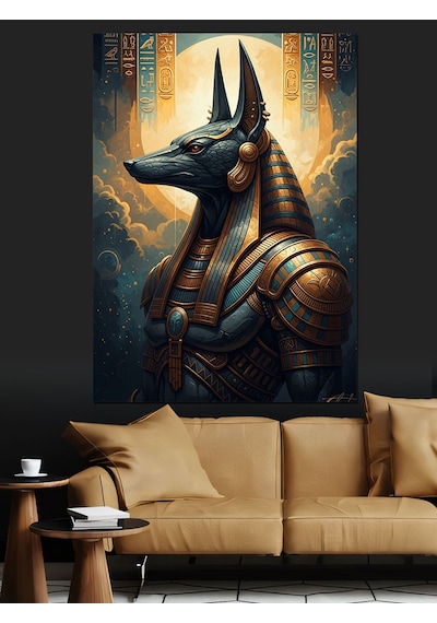 Ahşap Tablo Antik Mısır Tanrısı Anubis İnsan Figürlü Tablolar