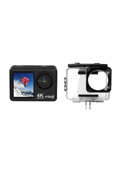 Mioji Action 12x 4k 60fps 20mp Çift Ekran Wifi 170 Aksiyon Kamerası Siyah