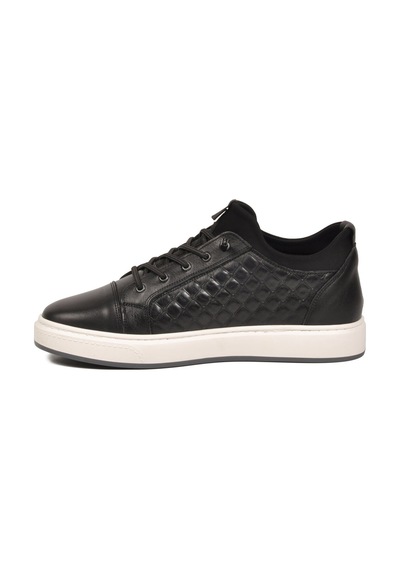 Siyah Kroko Desenli Hakiki Deri Erkek Sneaker Çok Renkli