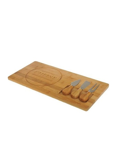 Bambu 4 Parça Peynir Sunum Tahtası Seti, Peynir Sunum Tahtası 38x19x2 Cm