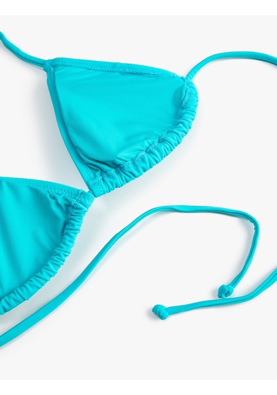 Koton Üçgen Bikini Üstü Boyundan Bağlamalı Kaplı Turkuaz 3sak10145bm Turkuaz