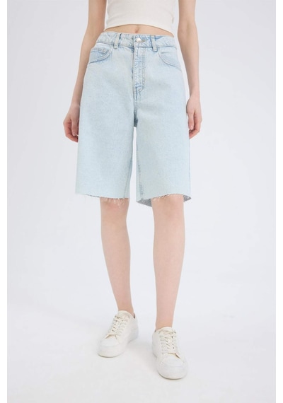Defacto Normal Bel Jean Bermuda Şort E1149ax25spnm39 Mavi