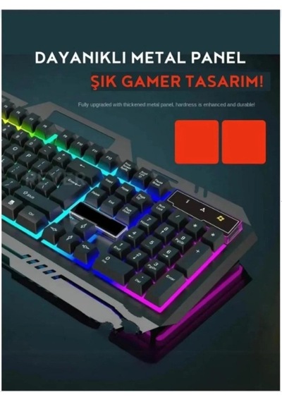 Miaxtreme Siyah Usb Gökkuşağı Zemin Aydınlatmalı Q Klavye + Mouse Set Bkb9