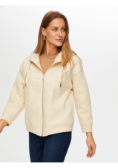 Faik Sönmez Relax Baskı Ve Taş Detaylı Kapüşonlu Sweatshirt W26swt010 Uw26swt01072 Taş