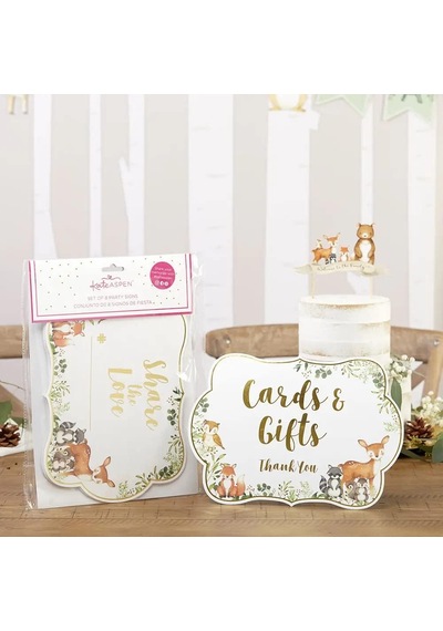 Woodland Baby Shower, Tek Boy, Dekor İşareti Seti 8'li Set Çok renkli
