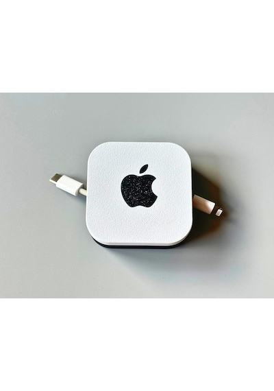 Logolu Makaralı Şarj Kablosu Sarıcı - Pratik Kablo Düzenleyici Apple