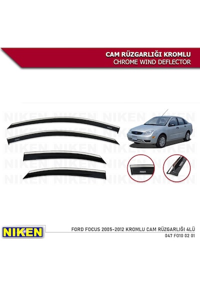 Ford Focus 2 Kromlu Cam Rüzgarlığı 4'Lü Set 2005-2012 Niken
