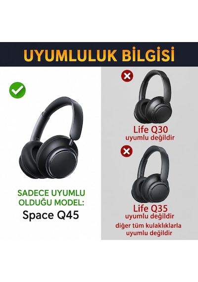 Anker Soundcore Space İçin Q45 İle Uyumlu Soğutucu Jel Kulaklık Yastığı, Hafızalı Köpük Yedek Ped, Serinletici Kumaş/suni Deri Kulaklık Süngeri Q45 Soğutucu Jel - Kumaş