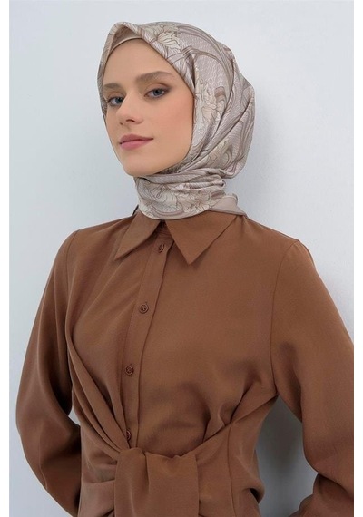 Armine İpek Eşarp 2026 Yaz - 9512-01 Bej Krem Sura