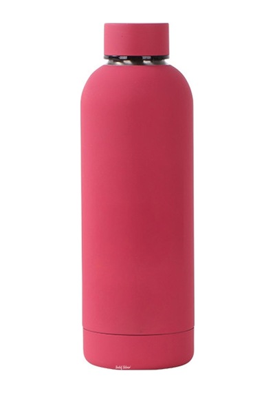 Exclusive 500 Ml Rubber Gövde Çay Termos Kupa Suluk Şişe Bardak Mug Fuşya