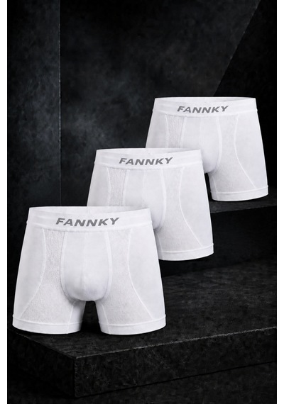 Fit Women Erkek Rahat Esnek Seamless 3 Lü Beyaz Boxer
