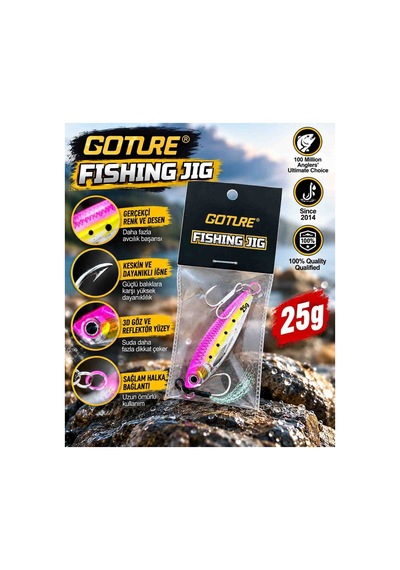 Goture 25 Gr Jig 3d Gözlü Parlak Reflektörlü Güçlü Iğneli Metal Balık Av Yemi