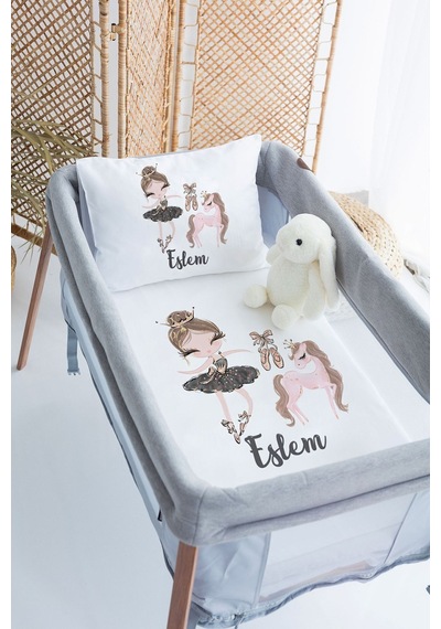 Lilabio %100 Pamuk Saten İsme Özel İsimli 70x120 Park Yatak Nevresim Seti Balerin Kız