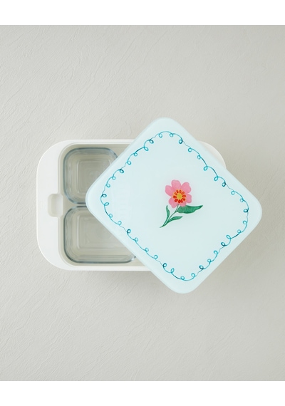 English Home Bright Floral Melamin 4'lü Cam Kapaklı Kahvaltılık 30x21 Cm Renkli Çok Renkli