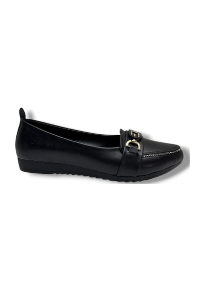 C-shoes 3077-26 Cilt Taşlı Elips Toka Anatomik Kadın Babet Sıyah