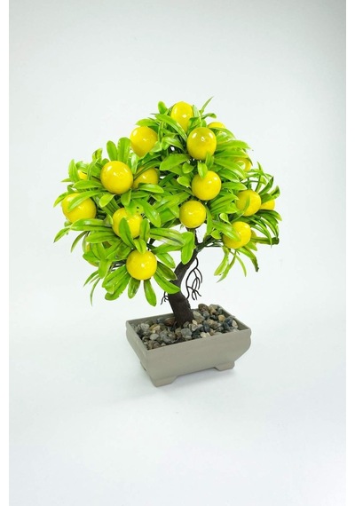 Dekor Ağaç Limon Ağacı Saksılı Dekoratif Ağaç Biblo 24x13 Cm 41bordocipsobeyaz