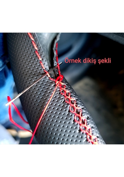 Dikişli Direksiyon Kılıfı Siyah Deri Gri Deri Gri Dikişli Ford Tır Kamyon İçin Gri