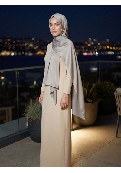 Camellia Scarfs Abiye Saten Janjan Şal Gümüş Göz Kamaştıran Zarafet