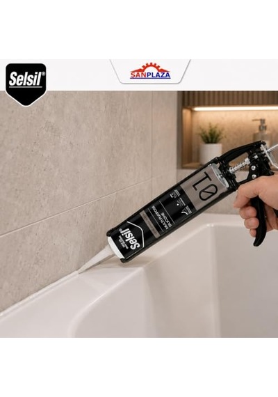 Selsil Genel Amaçlı Beyaz Silikon 280 Gr Cam Pvc Seramik Metal Banyo Mutfak Sızdırmazlık Dolgu Malzemesi 2 Adet