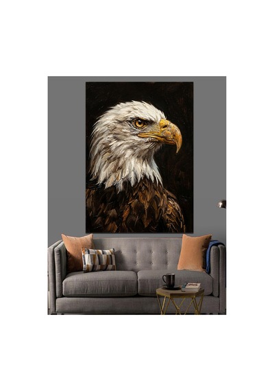 Amerikan Kel Kartal Vakur Portre Yağlı Boya Dokulu Kanvas Tablo Canvas Tablosu