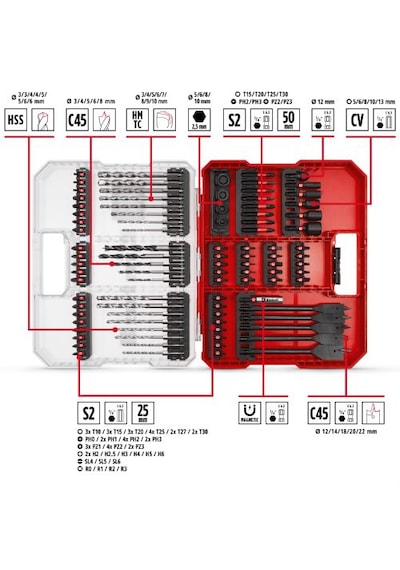 Einhell 95 Parça Darbeli Bits ve matkap ucu seti XL-Box - 49108798