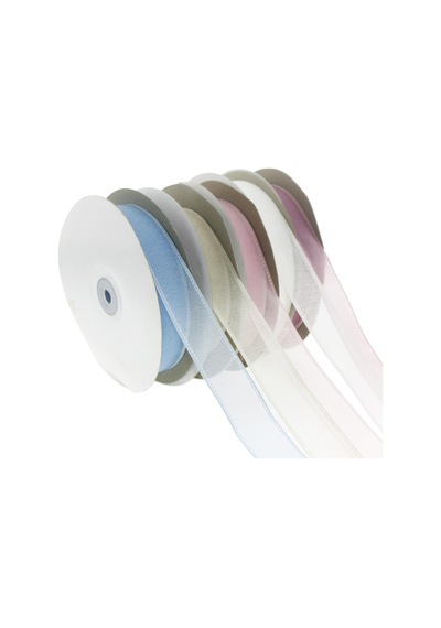 2,5cm X 45metre Kenarı Dikişli Organze Kumaş Kurdela 001