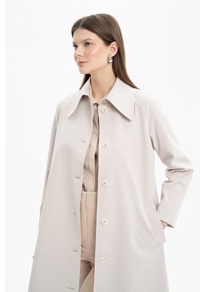 Aker 24ss07107112 Büyük Beden Trençkot 24ss07107112 019 Taş Taş