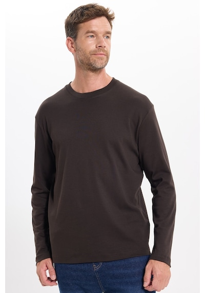 Tudors Unisex Relax Fit Rahat Kesim %100 Pamuk Uzun Kollu Bisiklet Yaka Kahverengi Basic Tişört-51284 Tudors Unisex Relax Fit Rahat Kesim %100 Pamuk Uzun Kollu Bisiklet Yaka Kahverengi Basic Tişört-51284